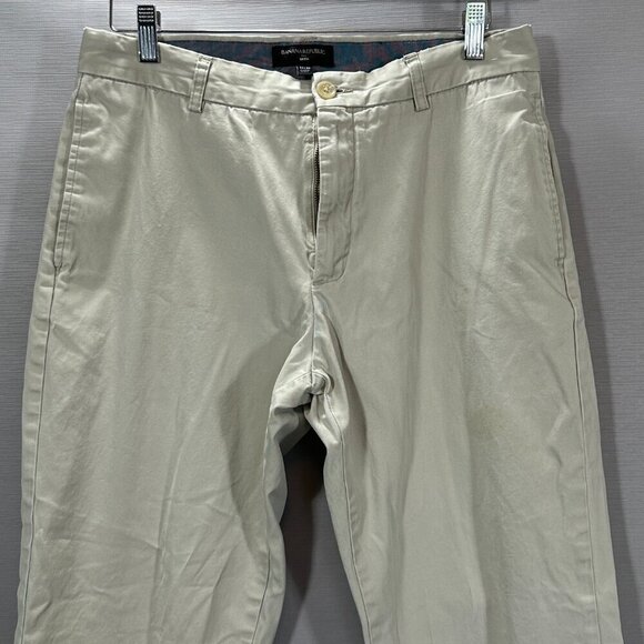 Banana Republic Pants Men 33 Gavin Chino Beige Cotton Flat Front Straight Leg - Picture 2 of 9
